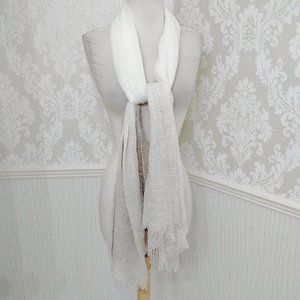 Ivory Tan Beige Decorative Accent Fashion Scarf Accessory